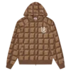 Hanorac cu glugă și fermoar, model waffle ciocolată