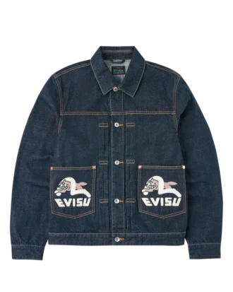 Jachetă din denim cu imprimeu și broderie Seagull