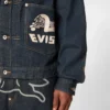 Jachetă din denim cu imprimeu și broderie Seagull