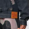Jachetă din denim cu imprimeu și broderie Seagull