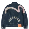 Jachetă din denim cu imprimeu și broderie Seagull