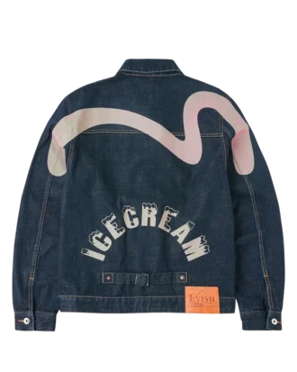 Jachetă din denim cu imprimeu și broderie Seagull