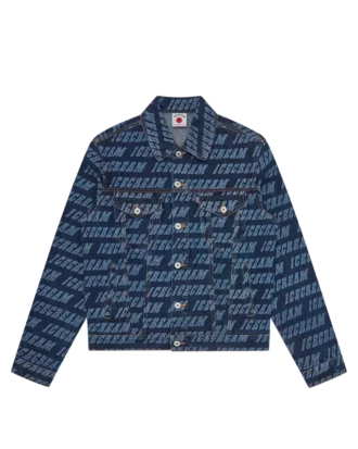 Jachetă din denim cu logo repetat
