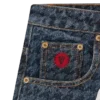 Șorturi din denim pentru femei cu model houndstooth și Running Dog alergând Șorturi din denim pentru femei cu model houndstooth și Running Dog alergând