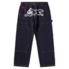 Pantaloni de tâmplar din denim cu Running Dog alergând pe marginea țesăturii