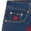 Pantaloni din denim cu câine alergând din cristale