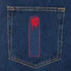 Pantaloni din denim cu câine alergând din cristale