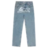 Pantaloni din denim cu căptușeală în carouri Pantaloni din denim cu căptușeală în carouri