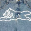 Pantaloni din denim cu căptușeală în carouri Pantaloni din denim cu căptușeală în carouri