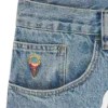 Pantaloni din denim cu căptușeală în carouri Pantaloni din denim cu căptușeală în carouri