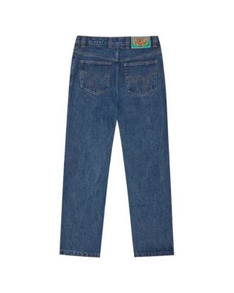 Pantaloni din denim cu două buzunare și câine alergând