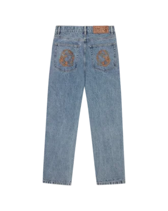 Pantaloni din denim cu logo Arch Logo decolorat
