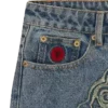 Pantaloni din denim pentru femei cu imprimeu „Running Dog” în stil vintage