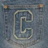 Pantaloni din denim pentru femei cu imprimeu „Running Dog” în stil vintage