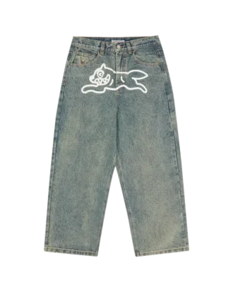 Pantaloni din denim Running Dog cu trei buzunare