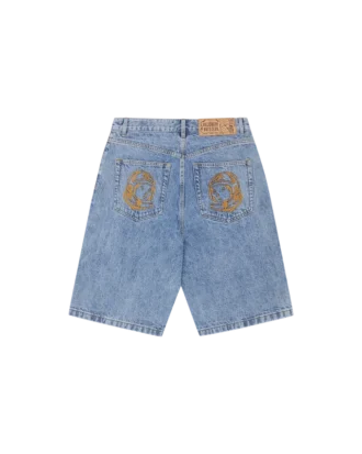 Pantaloni scurți din denim cu logo Arch Logo decolorat