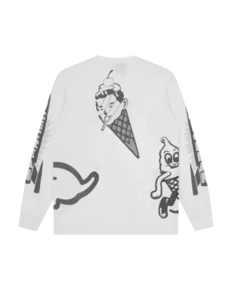 Tricou cu mâneci lungi și logo-uri multiple în tonuri de gri