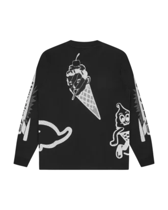Tricou cu mâneci lungi și logo-uri multiple în tonuri de gri