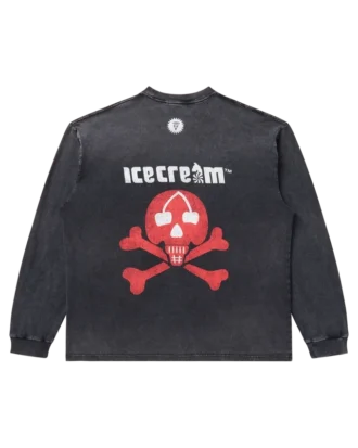 Tricou din bumbac cu mâneci lungi, cu aspect uzat, ICECREAM