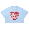 Tricou scurt pentru femei cu inscripție și inimă